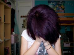 Purple Hair Color Short, Short Violet Hair, Dark Purple Hair Color, Purple Hair Color, Skunk Hair, Dark Purple Hair, Asymmetrical Pixie, Violet Hair, Hair Color Purple