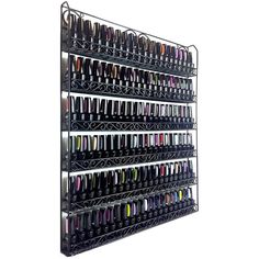 Metal Wall Mounted Nail Polish Display Rack - Holds Up To 100 Nail Polish Bottles - BLACK / 21"W X 25"H x 2"D. Organize your salon with this wall-mounted nail polish display. Features 6 shelves, this sturdy metal display rack is ideal for any salon. Available in Black, Silver and White. Holds up to 100 Nail Polish Bottles.Details: Mounts to Wall to Free Up Counter and Drawer Space Allows Full Visibility and Easy Choosing of Colors 6 Shelves Nail polish wall rack (Hold 90 to 120 bottles of nail p Nail Polish Wall, Nail Polish Wall Rack, Nail Polish Display, Nail Salon Furniture, Spa Prices, Polish Display, Drawer Space, Metal Display, Nail Polish Bottles