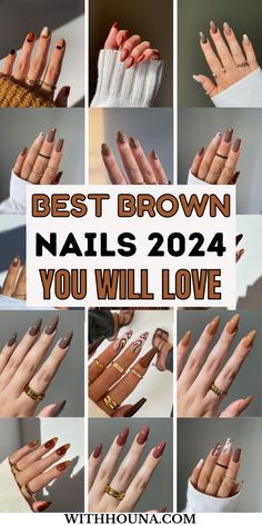 Brown nails of 2024 are classy and timeless, and if you're looking for the best brown nail designs, you're in the right place. We've got you everything, from brown nail ideas, brown nail colors 2024, chrome brown nails 2024, autumn brown nails 2024, fall brown nails 2024, brown nails short, classy brown nails short square, brown nails aesthetic, brown nails French tip, French brown nails 2024, Thanksgiving brown nails, and more. Dip Powder Brown Nails, Coffee Brown Nails Acrylic, November Nails Fall Short Brown, Brown Nail Tip Designs, Brown Nails Ideas Coffin, Skin Tone Nails Designs, Brown Nails Gold Accent, Brown Green Nails Design, Brown Nails With Design Ideas