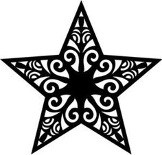 a black and white star with swirls on it