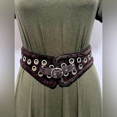 Espresso Brown Suede Real Leather Buckle Belt With Stretch Backing And Accented With Metal Lined Holes. Aesthetic Belt, Brazil Festival, Belts Aesthetic, Whimsigoth Aesthetic, Armor Pieces, Fairy Grunge Aesthetic, Asap Rocky, Silver Belts, Casual School Outfits