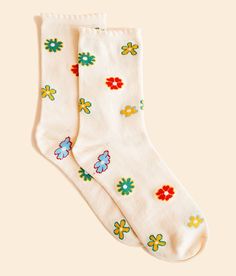 BKE Floral Ruffle Boot Socks - Cream , Women's Creammulti Shop more: So Soft Embroidered socks One size fits most. 75% Cotton 20% Polyester 5% Spandex. Machine wash warm with like colors. Use only non-chlorine bleach when needed. Tumble dry medium. Do not iron. Apparel & Accessories Cute Cream Socks For Spring, Cute Cream Spring Socks, Casual Cream Socks For Spring, Trendy Spring Socks, Cotton Socks For Spring Stocking Stuffers, Suncatchers Diy, Crystal Suncatchers Diy, Embroidered Socks, Dream Outfits