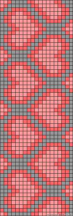 a large red and gray plaid pattern on a black background, with grey squares in the middle