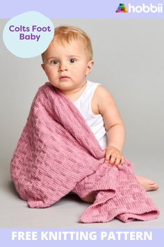 a baby wrapped in a pink knitted blanket with the text, free knitting pattern