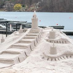 a sand castle made to look like it's been built by someone at the beach