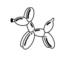 the balloon dog is drawn in black and white