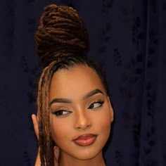 Sibongile kajane on Instagram: "God chose ME!" Makeup And Locs, Styled Dreads Black Women, Medium Traditional Locs, Locs And Makeup Black Women, Loc Styles Down, Haitian Hairstyle, Loc Decoration, Loc Hair Styles For Black Women, Locd Hair Styles