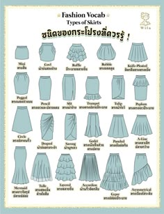 fashion yocab types of skirts with instructions for the skirt and how to wear them