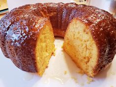 a bundt cake with one slice cut out