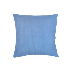 a blue pillow on a white background