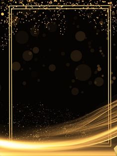 a black and gold background with a square frame in the middle, surrounded by bubbles