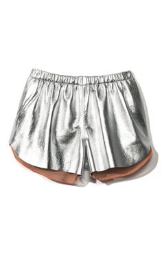 . Athleisure Inspo, Cute Athletic Outfits, Silver Outfits, Ellie Saab, Metallic Shorts, Silver Shorts, Clover Canyon, Paris Couture, Cute Gym Outfits