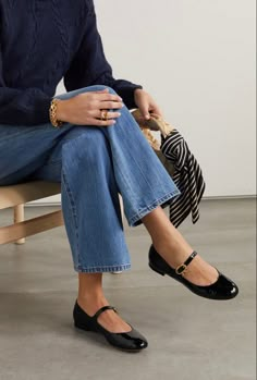 Sandal Tali, Leather Mary Jane Flats, Style Casual Chic, Neue Outfits, 가을 패션, Fashion Mode, Looks Style