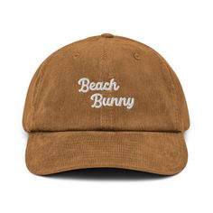 Get beach-ready with our Beach Bunny Vintage Corduroy Hat 🏖️🐰, the perfect beach accessories either as surf cap, beach enthusiasts, and beach bachelorettes alike. Crafted from high-quality corduroy, this surf hat offers both style and comfort for your sunny adventures ☀️. Whether you're catching waves 🌊 or celebrating by the shore 🥂, our Beach Bunny corduroy hat adds a playful and fashionable touch to your beach scene attire 👒. Embrace the beach vibes and make a statement with this eye-catc Adjustable Cotton Beach Hat, Cotton Snapback Beach Hat, Cotton Snapback Hat For Beach, Adjustable Cotton Hat For The Beach, Cotton Bucket Hat For The Beach, Casual Beach Baseball Cap One Size, Cotton Snapback Cap For The Beach, Trendy Cotton Trucker Hat For Beach, Beach Cotton Baseball Cap