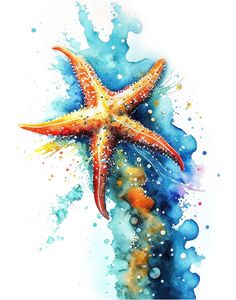 a watercolor painting of a starfish