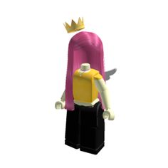 a lego figure with pink hair and a crown on it's head