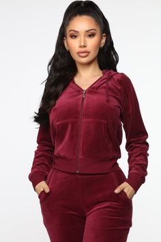 The Original Trendsetter Velour Set - Burgundy | Fashion Nova, Lounge Sets | Fashion Nova Juicy Tracksuit, Women Sportswear, Juicy Couture Tracksuit, Burgundy Fashion, Velour Fabric, Fashion Nova Models, Track Suit, Fashion Nova Jeans, 2000s Fashion