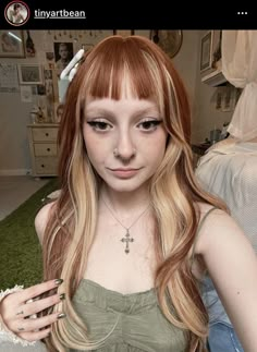 Ginger Blonde Hair, Blonde Underneath, Color Block Hair, Blonde Bangs, Ginger Hair Color, Dyed Hair Inspiration, Blonde Hair With Highlights, Brown Blonde Hair