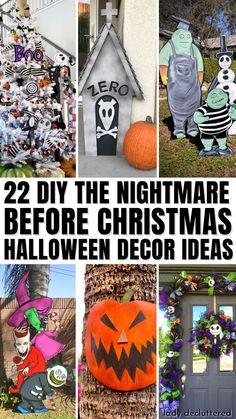 halloween decorations are featured in this collage