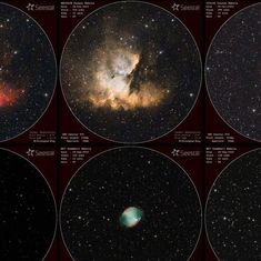 four different views of the stars in the sky