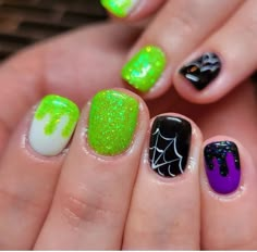 Textured Halloween Nails, Disney Halloween Nails Design Short, Spooky Halloween Nails Disney, Disney Halloween Nails Square, Short Nail Acrylic Designs, Fall Halloween Nail Designs, Haunted Mansion Nails Art, Birthday Halloween Nails, Disney Inspired Halloween Nails