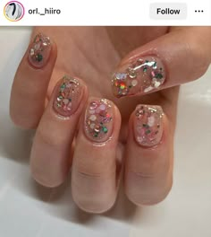 Gold Gel Nails, Opal Nails, Confetti Nails, Latest Nail Trends, Blush Nails, Pretty Gel Nails, Nail Glitter, Nail Idea