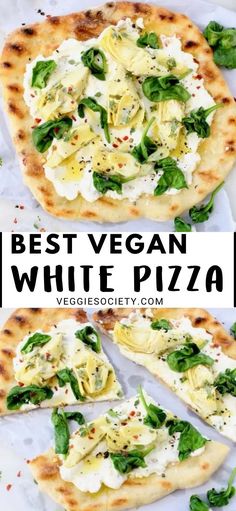 the best vegan white pizza with spinach and cheese