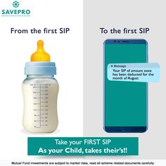 a baby bottle next to a cell phone with the message from the first sip on it