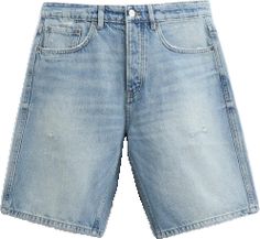 Short Jeans With Belt Loops, Short Light Wash Jeans With Belt Loops, Light Wash Short Jeans With Belt Loops, Denim Shorts With Hip Pockets, Light Wash Knee-length Shorts With Pockets, Zara Shorts With Pockets, Zara Casual Straight Leg Jean Shorts, Zara Straight Leg Jean Shorts, Casual Medium Wash Bermuda Shorts With Pockets