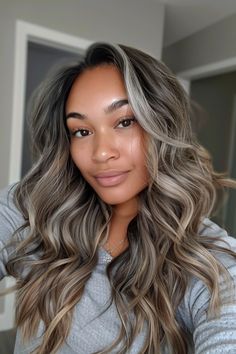 Looking for ways to blend those first greys into your brunette strands? Find inspiration from these 40+ ideas of dark hair with silver highlights! From bold white and silver streaks to subtle gray balayage, you'll find all the inspo you need in our latest blog post. Click the pin to check it out now and save your favorite looks! Dark Hair With Silver, Grey Hair Blending Ideas, Dark Hair With Silver Highlights, Hair With Silver Highlights, Brown Hair With Silver Highlights, Hiding In The Shadows, Gray Blending, Gray Highlights, Grey Blending