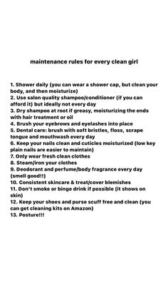 #beautysecrets #cleangirl #antiaging #antiagingtips #skincaretips #skincareroutine #skincare #skincaretiktok #skincarehacks #glassskin #selfcare #selfcareritual #selfcareroutine #femininestyle #beautytips #beautyhacks Monthly Beauty Maintenance, High Maintenance Routine, Maintenance Quotes, High Maintenance Aesthetic, Beauty Maintenance Routine, Beauty Maintenance, Maintenance Routine, Beauty Rules, Practicing Self Love