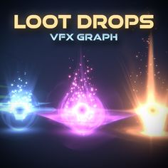 the text loot drops vfx graph on a dark background with glowing lights