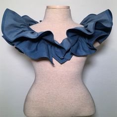 Detachable Ruffle Collar in Denim with button closure, 100% Denim. AVAILABLE IN MULTIPLE LENGTHS Dickey Collar, Scarf Art, Mermaid Dreams, Denim Crafts, Fabric Accessories, Ruffle Collar, Scarf Wrap, Fashion Inspo Outfits, Neck Tie