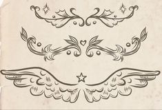 an old paper with ornate designs on the edges and in the middle, there is a star