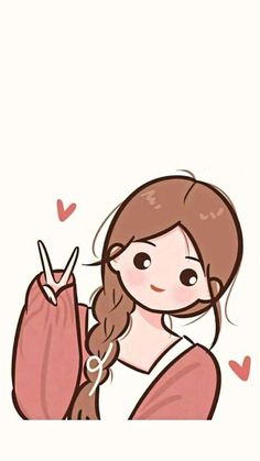 a drawing of a girl holding a pair of scissors in one hand and a bag in the other