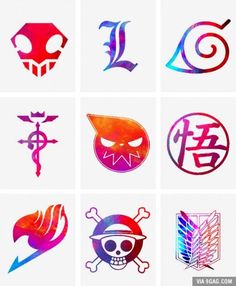 some different logos that are drawn in watercolors and then painted with colored ink