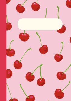 a pink background with cherries on it