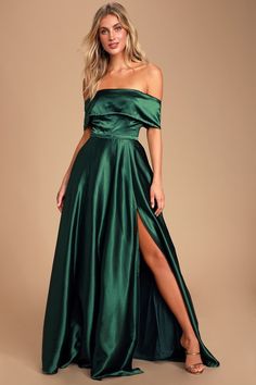 Green Wedding Guest Dresses, Forest Green Dresses, Easter Dresses For Toddlers, Green Satin Dress, Green Wedding Dresses, Pink Sequin Dress, Strapless Prom Dress, Full Maxi Skirt, Emerald Green Dresses