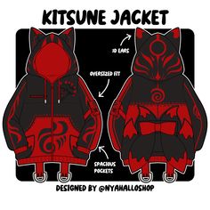 the kitsune jacket is designed by myahlloshop and features an image of a cat wearing a hoodie