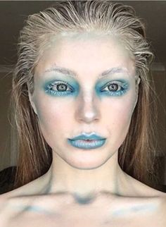 Dark Ice Queen Makeup, Jack Frost Costume Female, Scary Elsa Costume, Ice Witch Costume, Frozen Halloween Makeup, Yeti Makeup, Ice Queen Makeup Halloween, Scary Siren Costume, Snow Miser Makeup