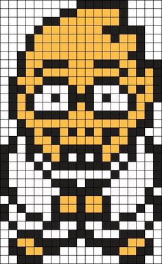 a cross stitch pattern with an image of a tiger's head in yellow and black