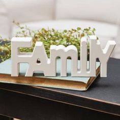 the word family is placed on top of a book