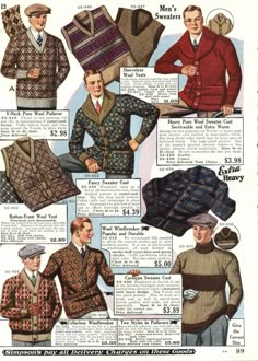 1920 Men, 1920s Mens Fashion, 1920s Men, Vintage Catalog, Fashion Reference, Mens Sweaters, 20s Fashion, Vintage Mens Fashion, Men's Sweaters