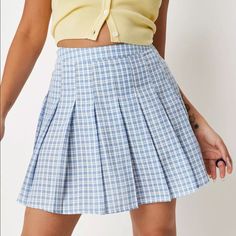 Pleated Tennis Skirt Ginghan Blue Us Size 6 H 2. Jl Preppy Plaid Tennis Skirt For Summer, Plaid Mini Tennis Skirt For Summer, Summer Plaid Mini Tennis Skirt, Spring Fitted Plaid Skort, Plaid Mini Length Tennis Skirt For Spring, Spring Plaid Mini Length Tennis Skirt, Spring Plaid Mini Tennis Skirt, Summer Pleated Plaid Skort, Summer Plaid Pleated Skort