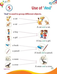 a poster with different types of objects and words on the side of it, including an animal