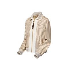 LOUIS VUITTON® - Reversible Neverfull Stripes Bomber Jacket - Beige Slouchy Bag, Jacket Beige, Latest Bags, Sophie Turner, Leather Denim, Monogram Bag, Silver Jewelry Fashion, Chic Vintage, Knitwear Tops