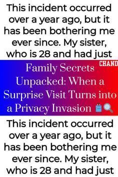 the text on this page reads, family secrets are uppeded when a surprise visit turns into a privacy invasion