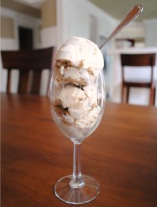 an ice cream sundae in a wine glass on top of a wooden table with the title, the ninja blender cookbook