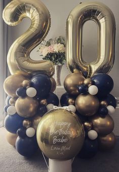 balloons and decorations are arranged in the shape of numbers