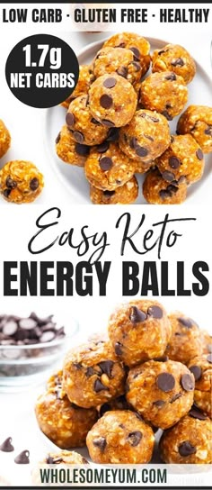 easy keto energy balls with chocolate chips on top